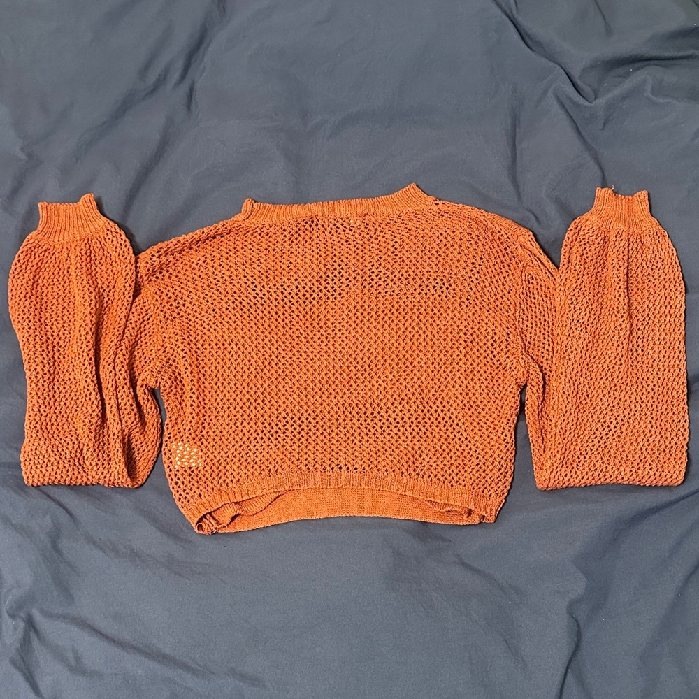 Cropped Orange Knit Women's Sweater